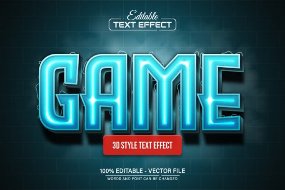 Game Blue Glowing Neon 3D Text Effect: A Versatile Design Solution for Creative Projects