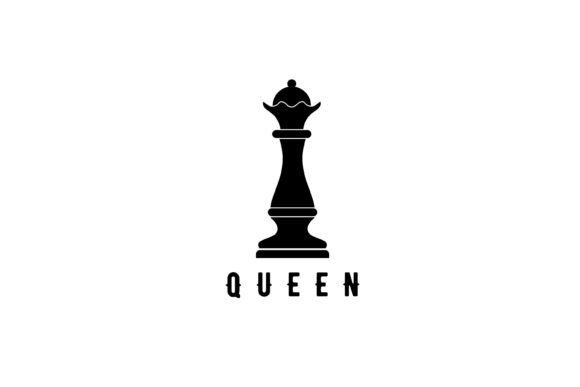 Queen Chess Piece Silhouette Game Vector for Creative Design Projects