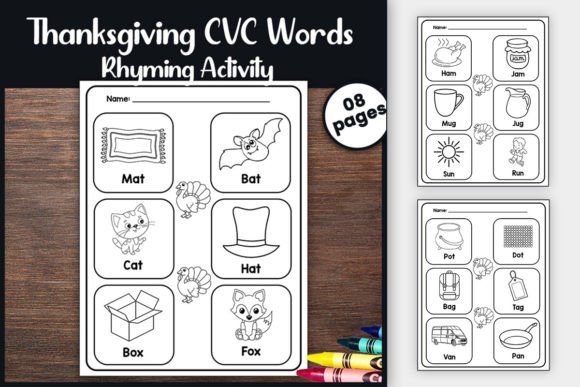 Thanksgiving CVC Rhyme Words Match Game: Enhancing Literacy Through Playful Learning
