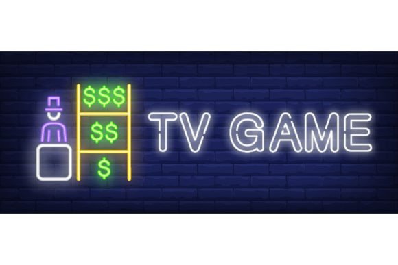 TV Game Neon Sign. Host Drawing Prize On – Creative Asset for Bold Visual Campaigns