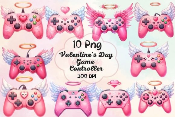 Valentine's Day Game Controller Clipart for Creative Projects